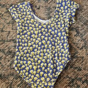 Floral Bodysuit with Yellow and Blue Pattern